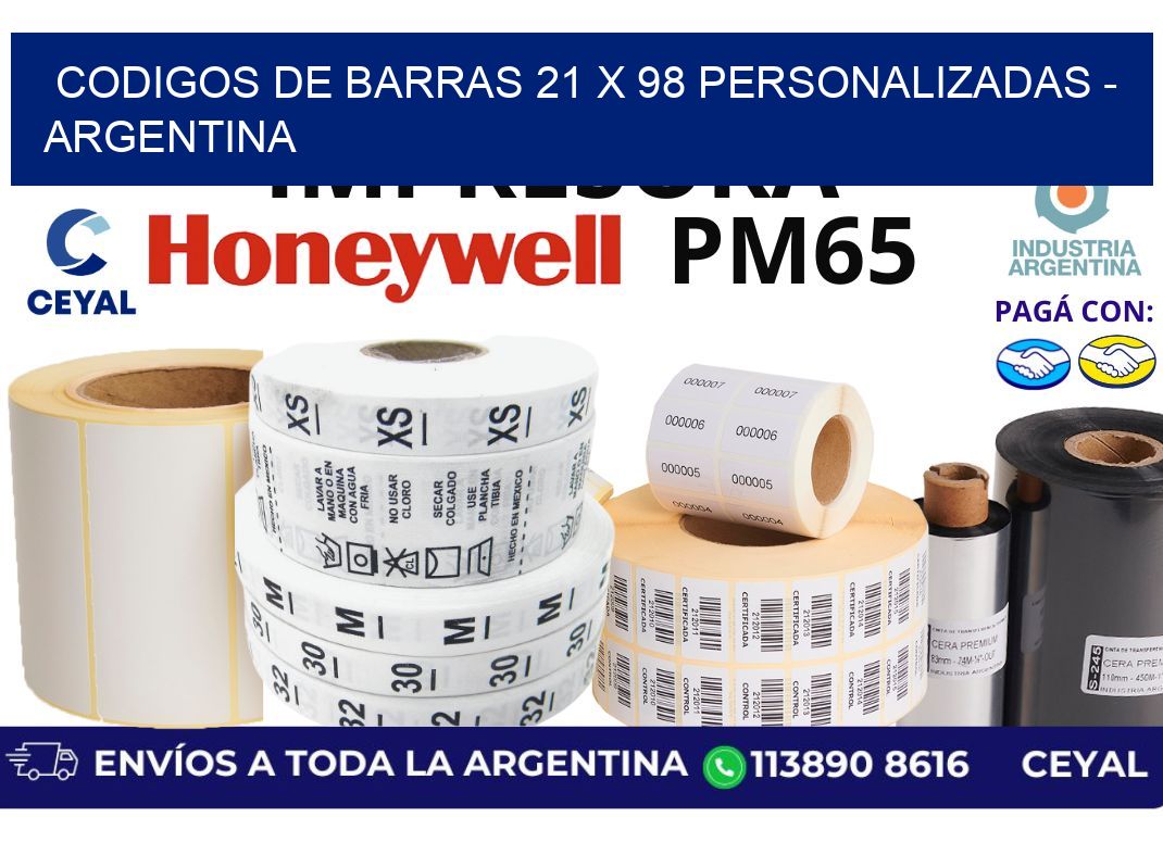 codigos de barras 21 x 98 personalizadas - Argentina