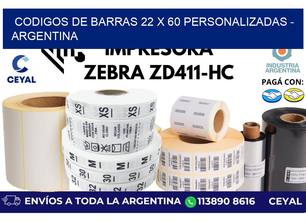 codigos de barras 22 x 60 personalizadas - Argentina