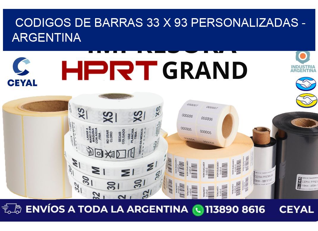 codigos de barras 33 x 93 personalizadas – Argentina