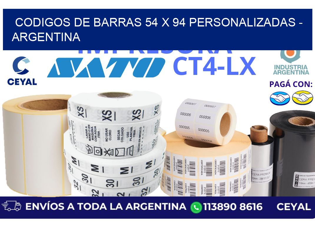 codigos de barras 54 x 94 personalizadas - Argentina