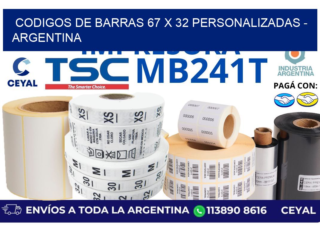 codigos de barras 67 x 32 personalizadas – Argentina