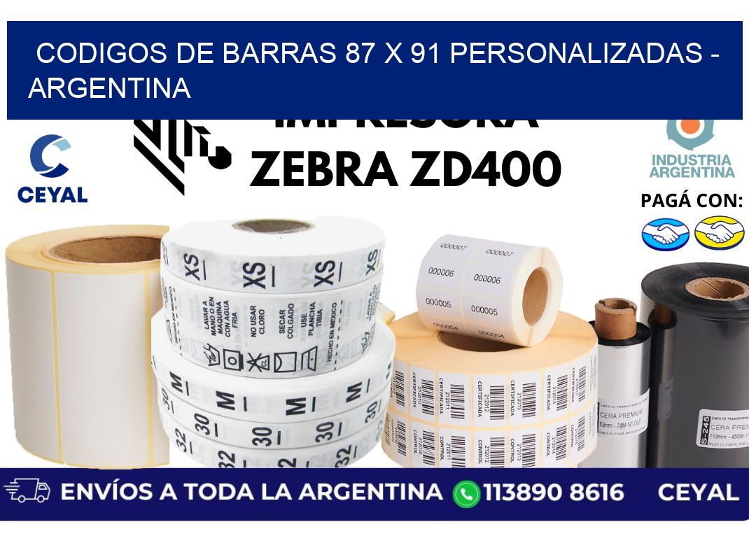 codigos de barras 87 x 91 personalizadas - Argentina