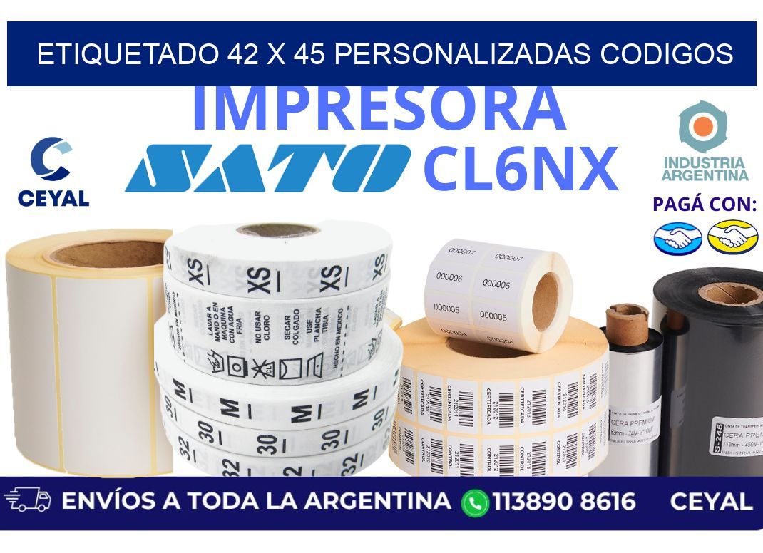 etiquetado 42 x 45 personalizadas codigos