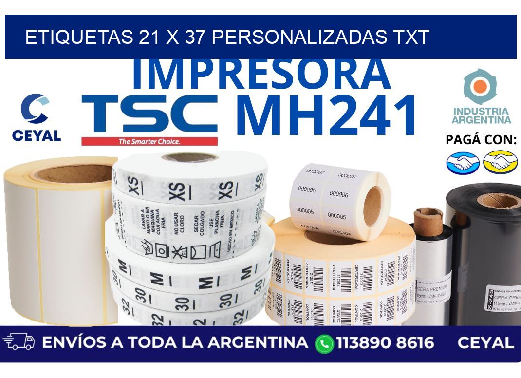 etiquetas 21 x 37 personalizadas txt
