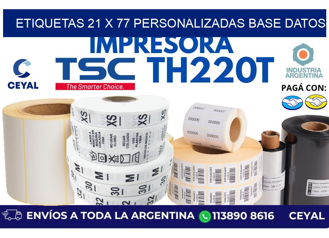etiquetas 21 x 77 personalizadas base datos