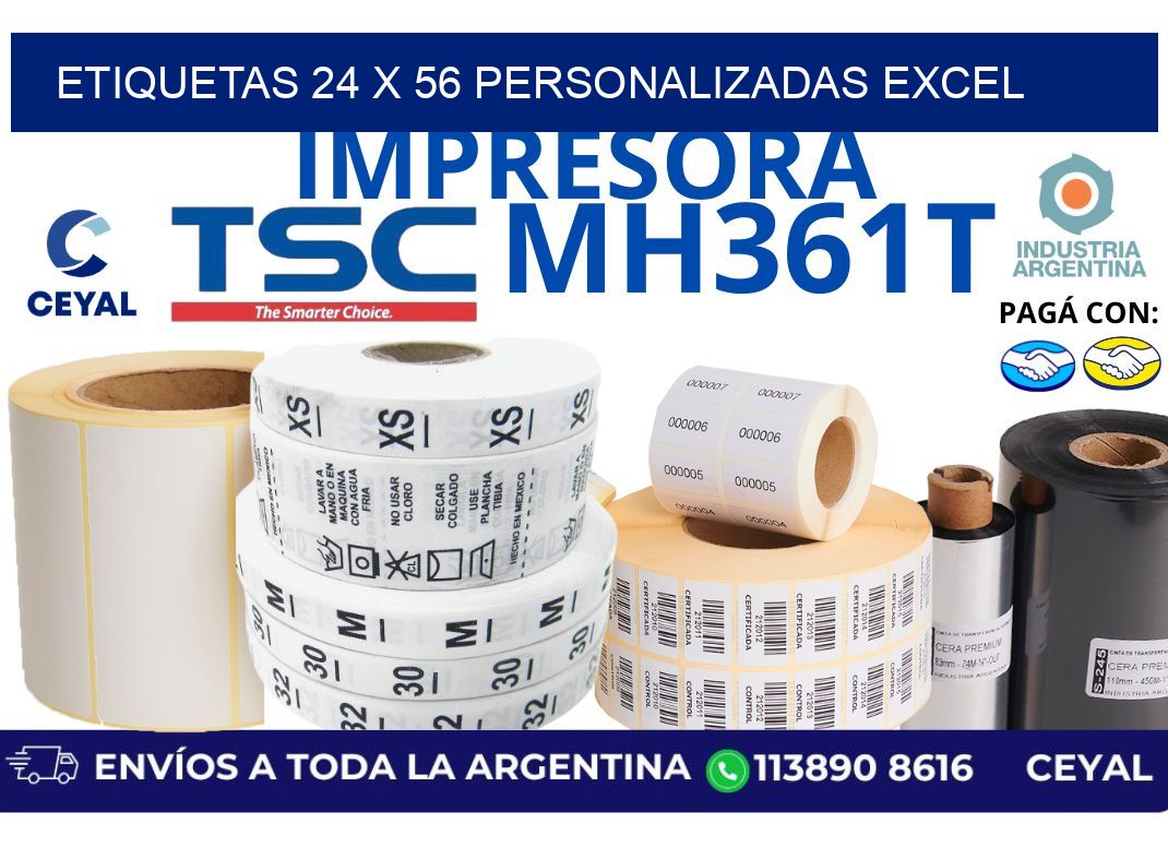 etiquetas 24 x 56 personalizadas excel