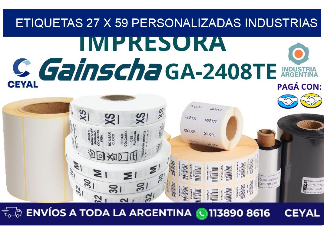 etiquetas 27 x 59 personalizadas industrias