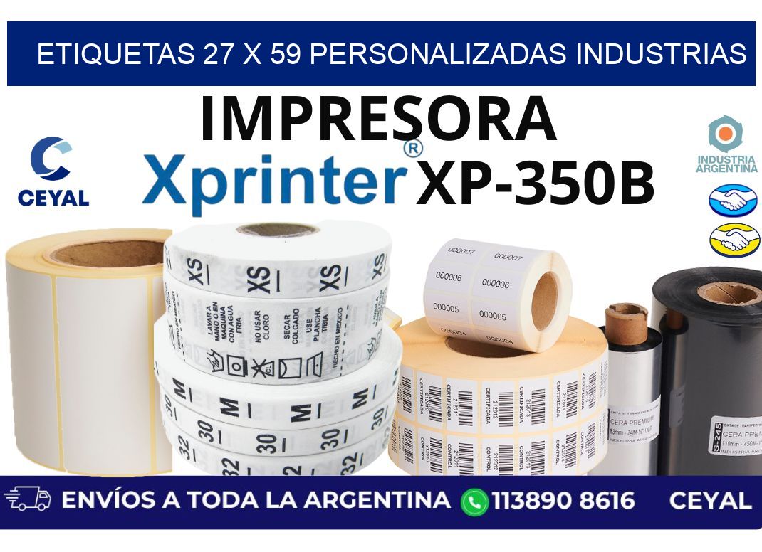 etiquetas 27 x 59 personalizadas industrias