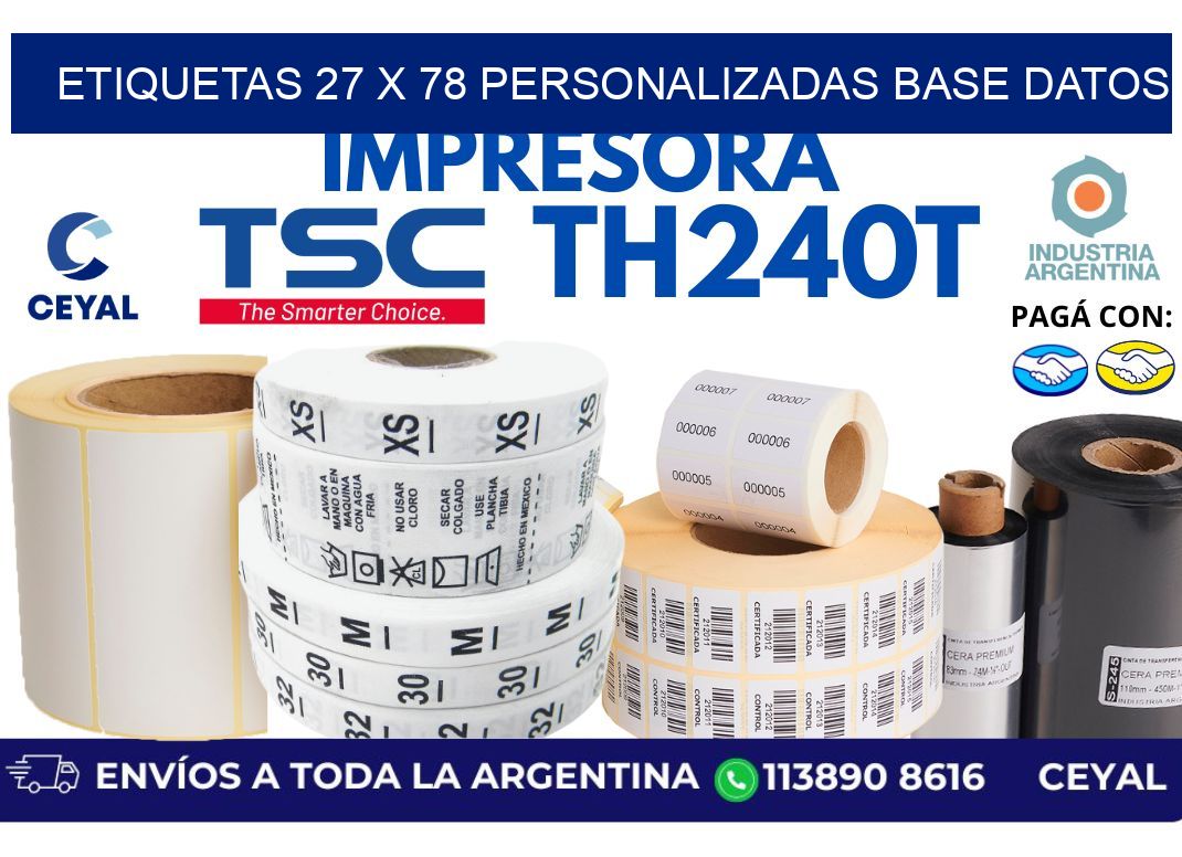 etiquetas 27 x 78 personalizadas base datos