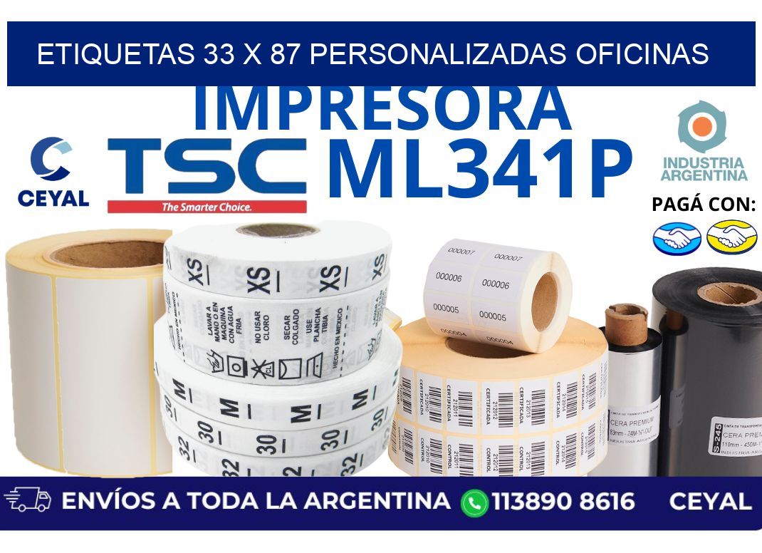 etiquetas 33 x 87 personalizadas oficinas