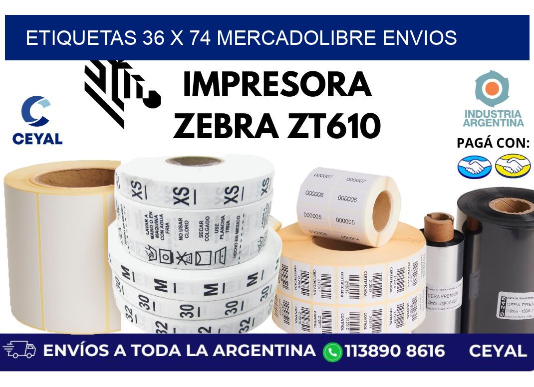 etiquetas 36 x 74 mercadolibre envios