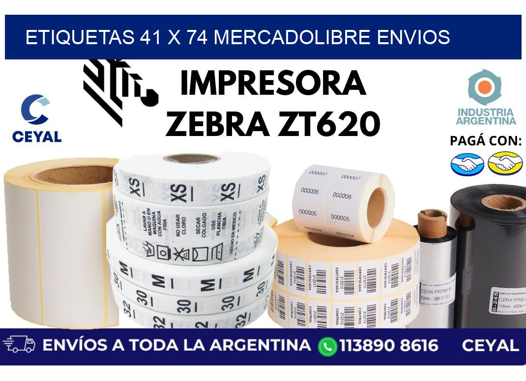 etiquetas 41 x 74 mercadolibre envios