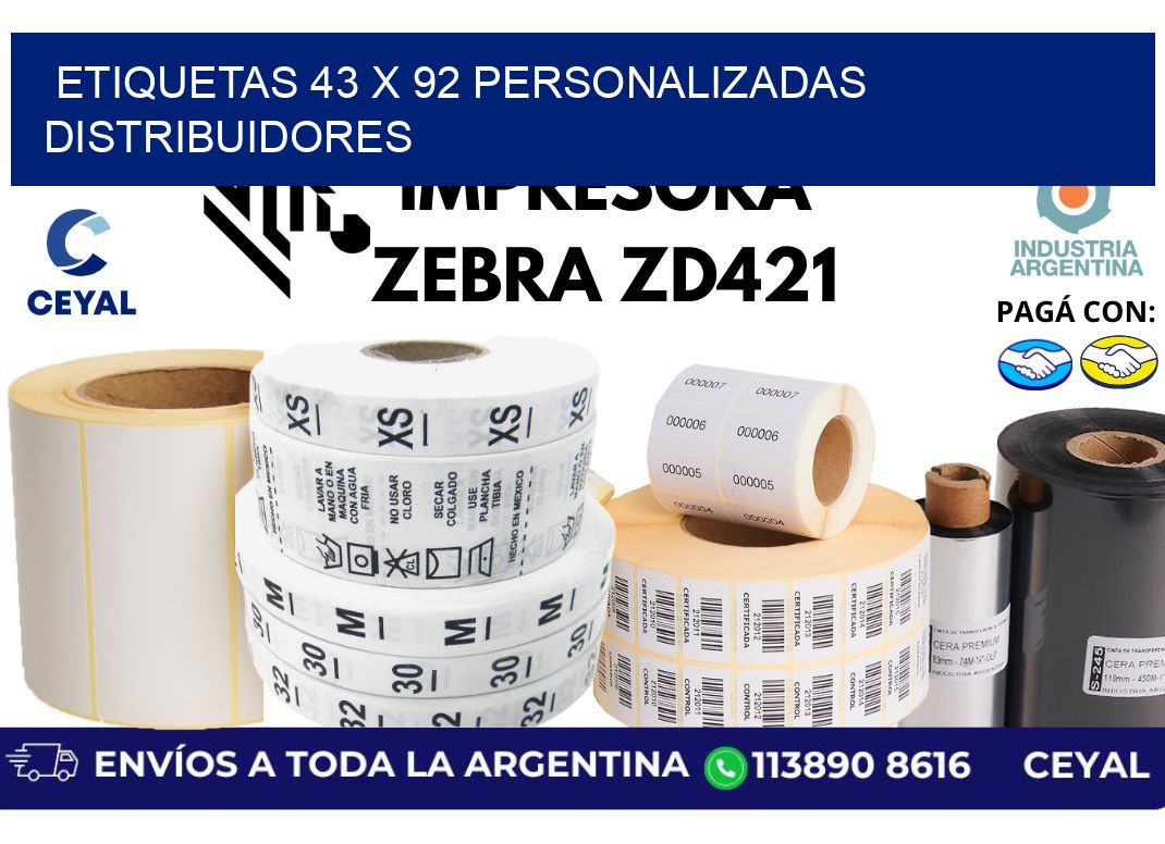 etiquetas 43 x 92 personalizadas distribuidores