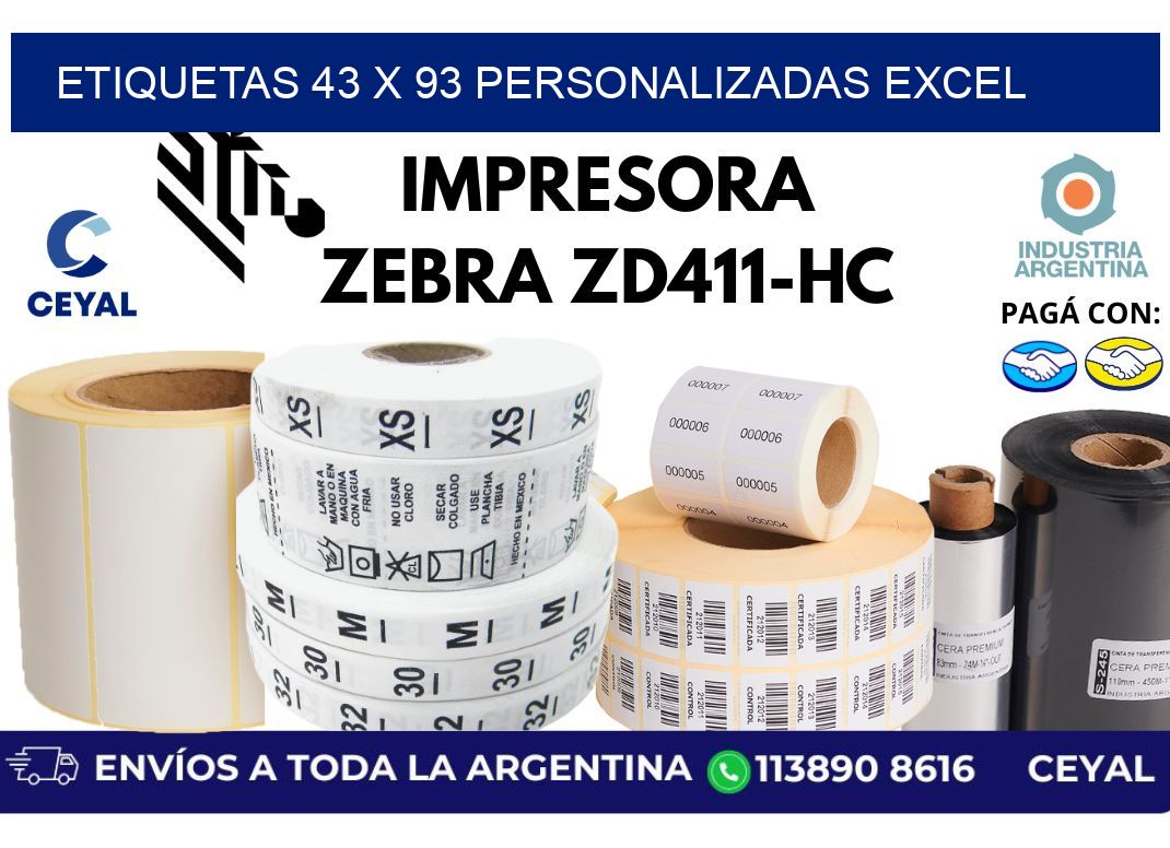 etiquetas 43 x 93 personalizadas excel