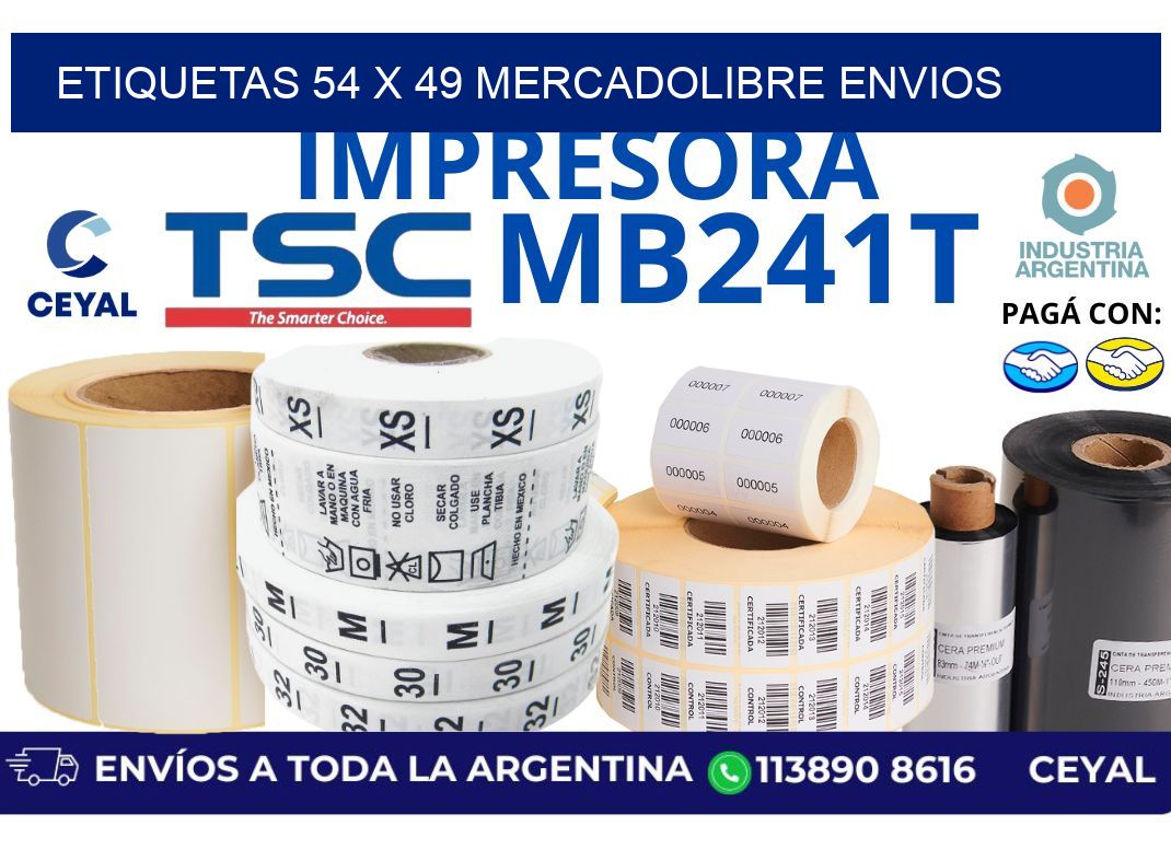 etiquetas 54 x 49 mercadolibre envios