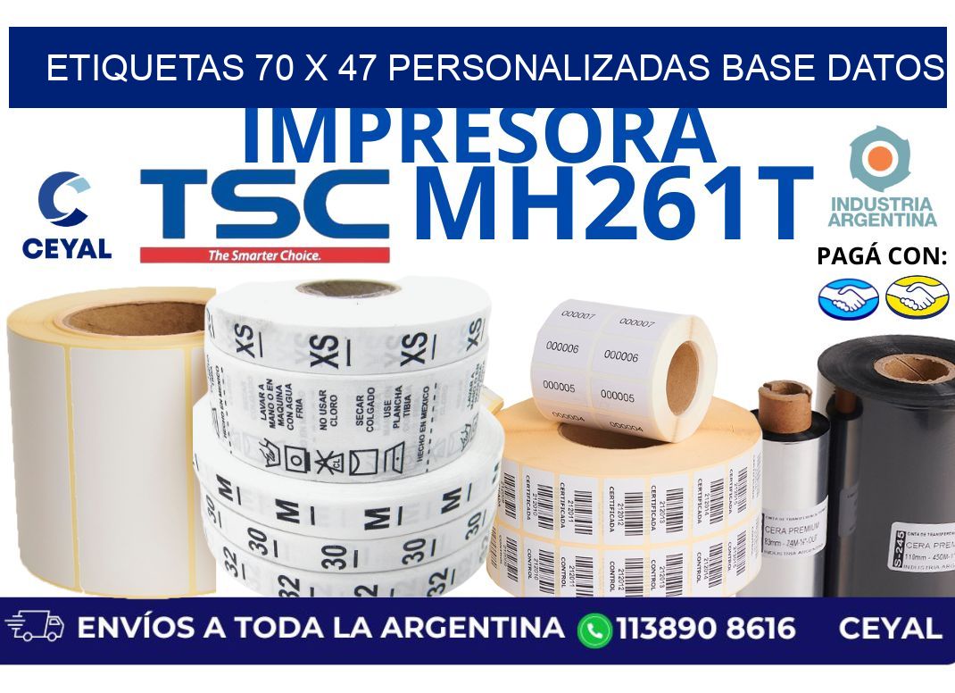 etiquetas 70 x 47 personalizadas base datos