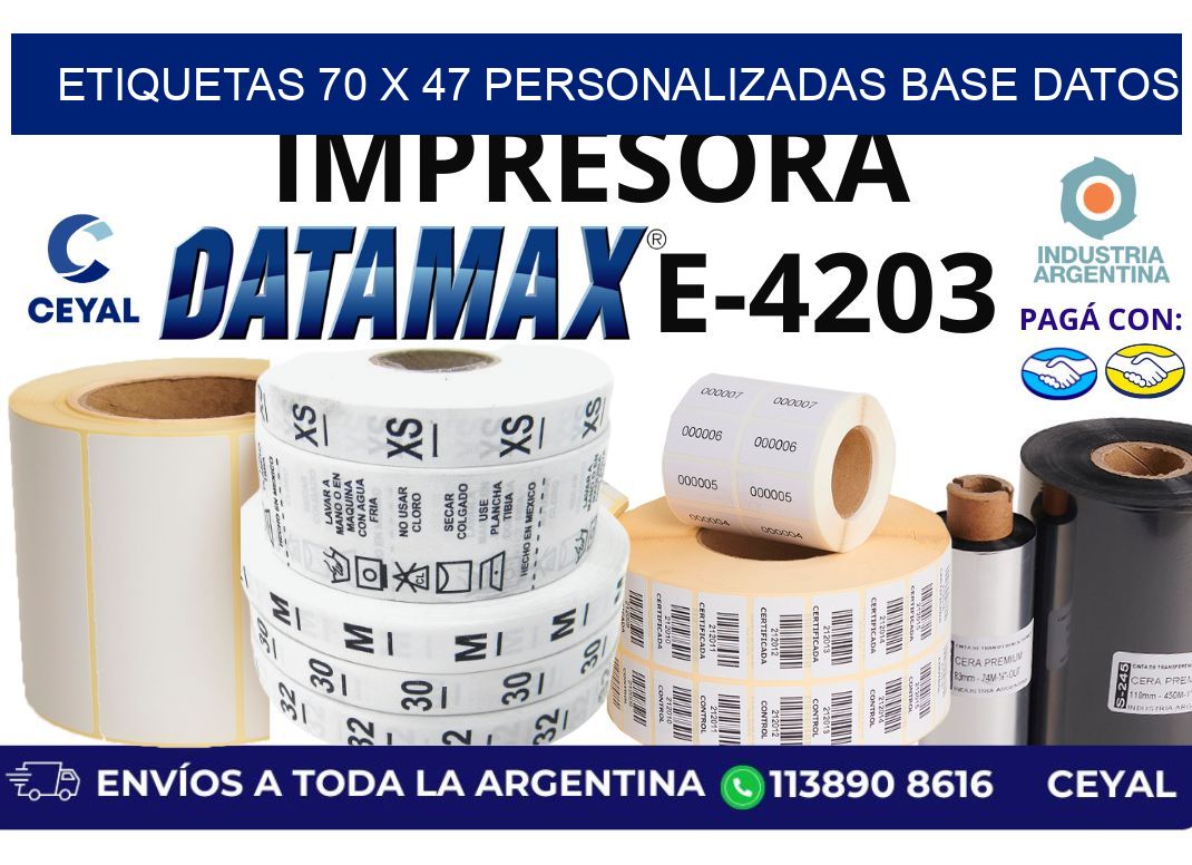 etiquetas 70 x 47 personalizadas base datos
