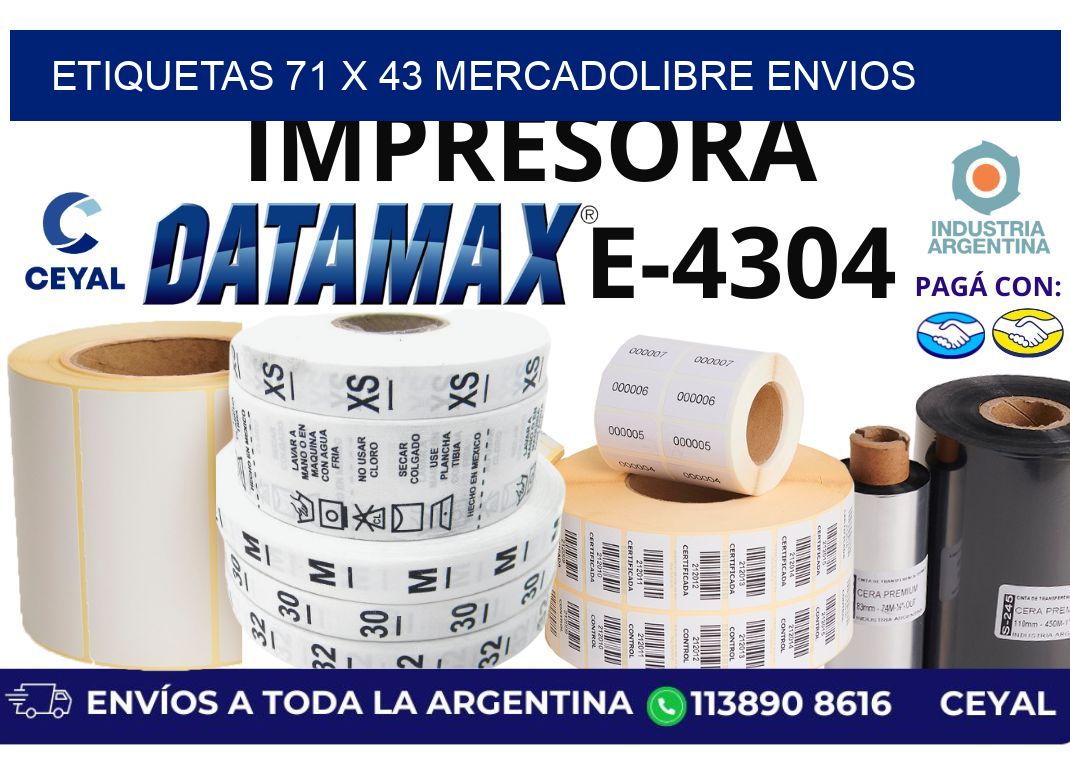 etiquetas 71 x 43 mercadolibre envios