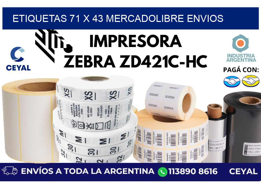 etiquetas 71 x 43 mercadolibre envios