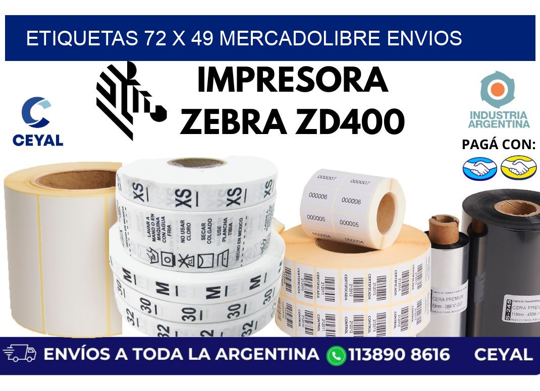 etiquetas 72 x 49 mercadolibre envios