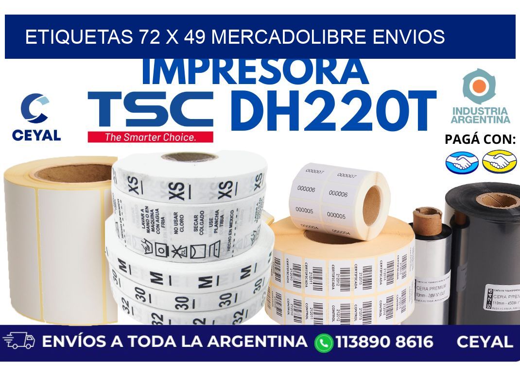 etiquetas 72 x 49 mercadolibre envios