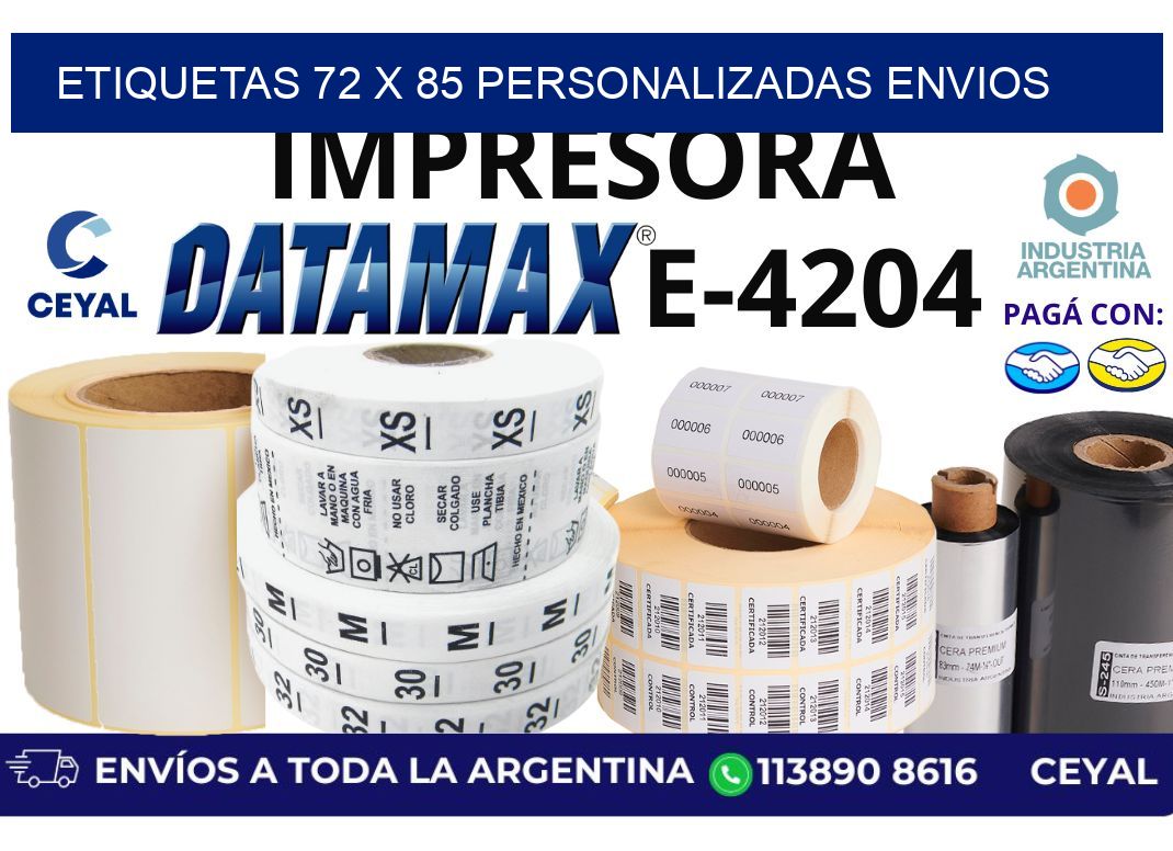 etiquetas 72 x 85 personalizadas envios