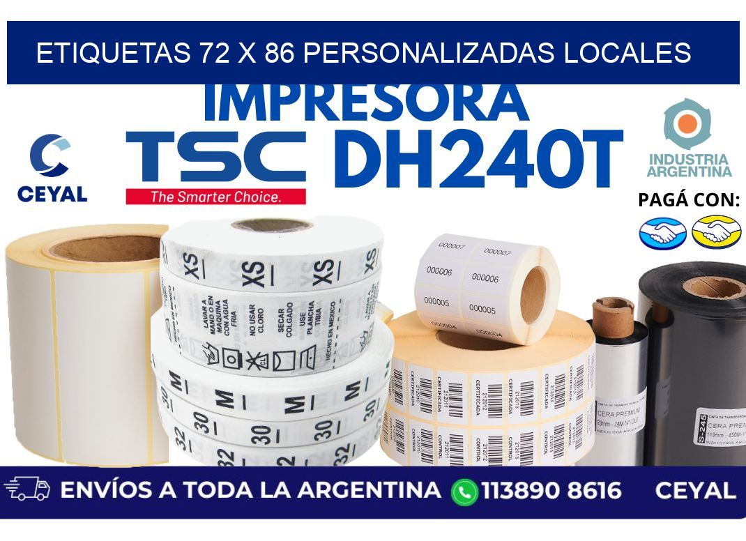 etiquetas 72 x 86 personalizadas locales