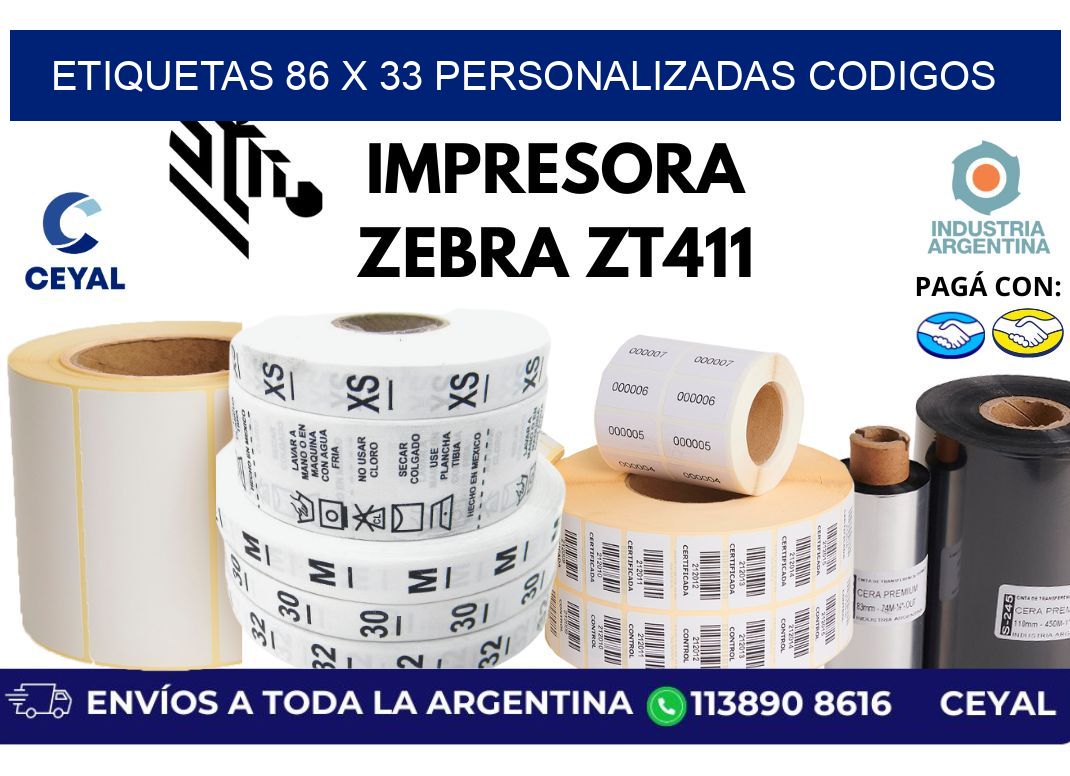etiquetas 86 x 33 personalizadas codigos