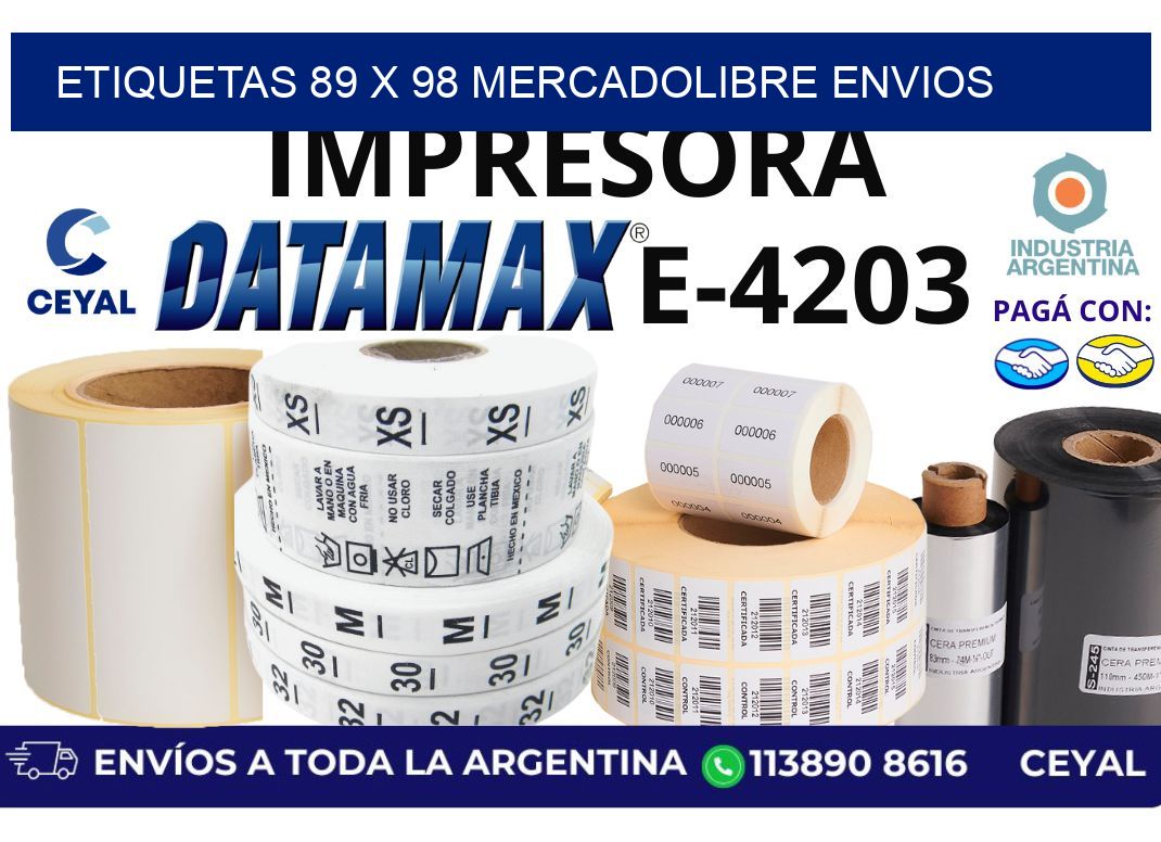 etiquetas 89 x 98 mercadolibre envios