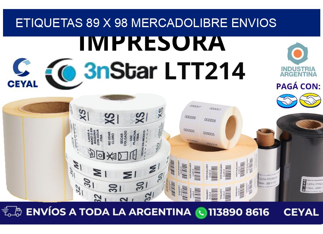 etiquetas 89 x 98 mercadolibre envios