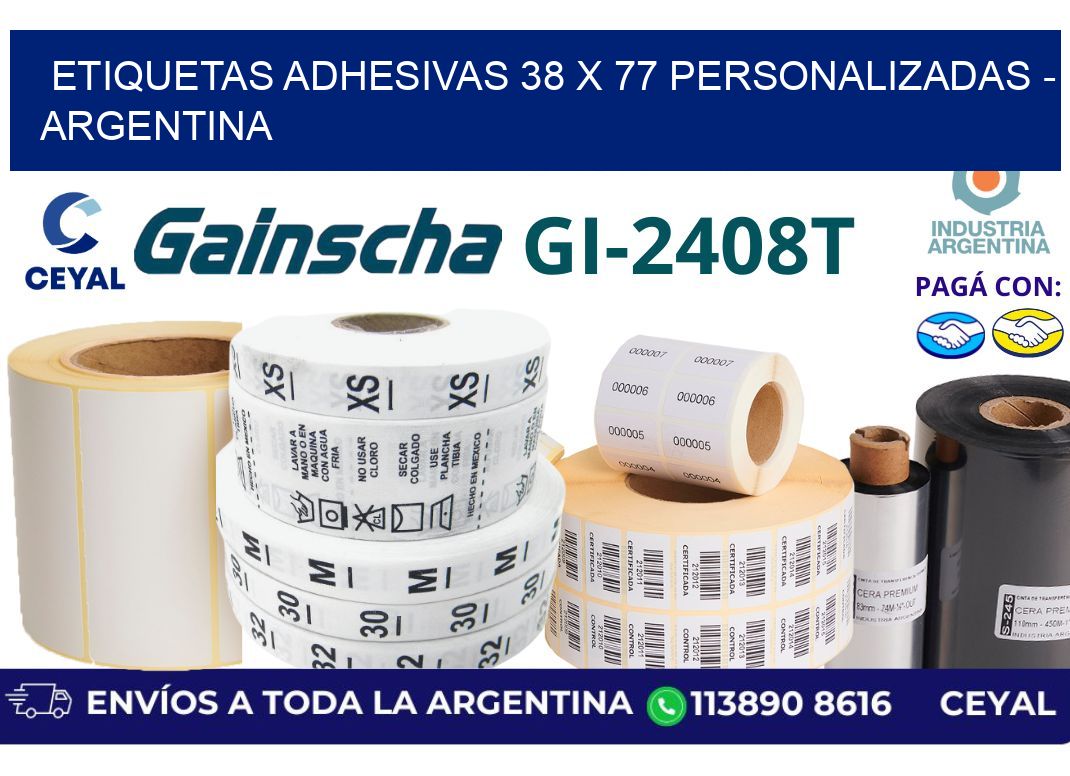 etiquetas adhesivas 38 x 77 personalizadas - Argentina