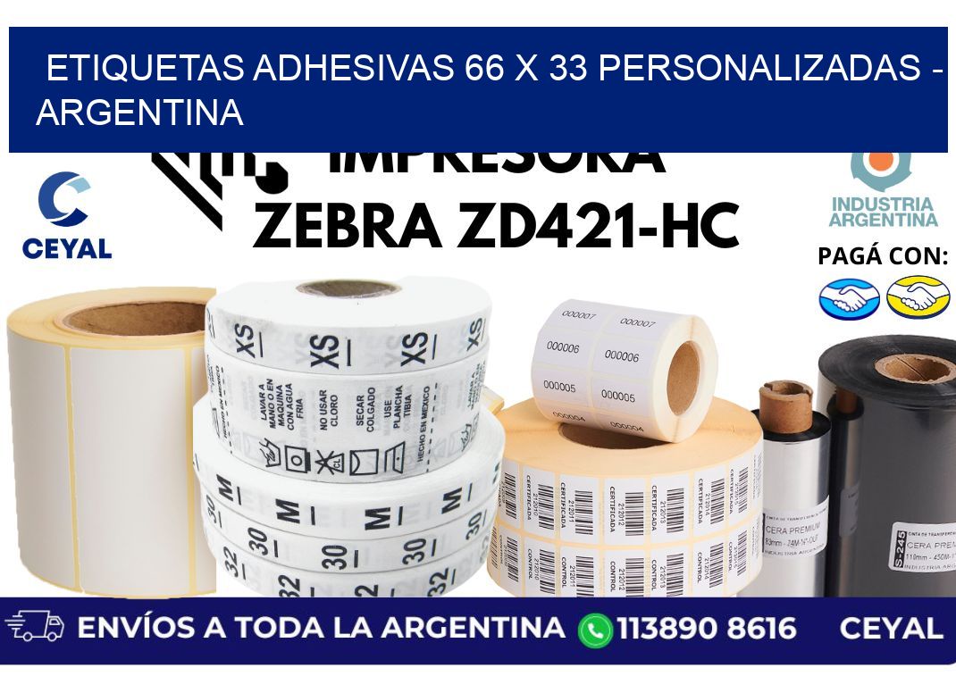 etiquetas adhesivas 66 x 33 personalizadas - Argentina