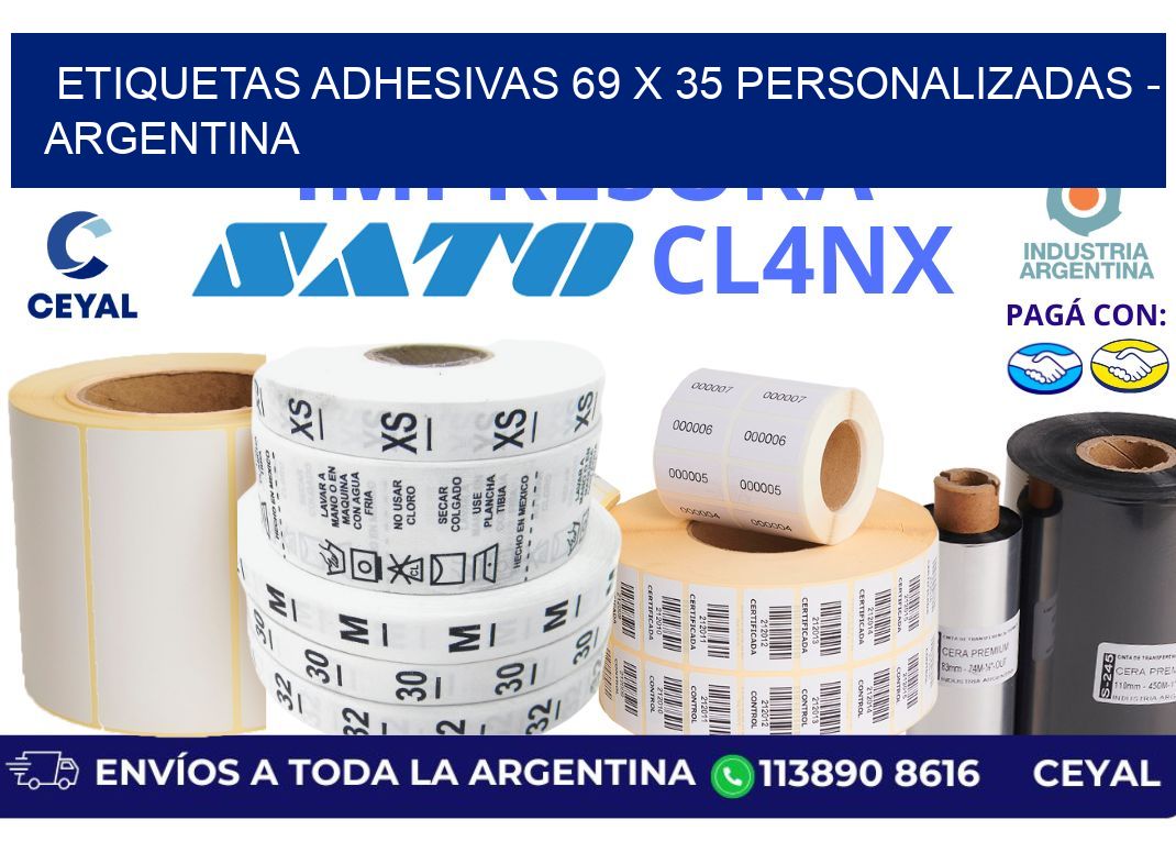etiquetas adhesivas 69 x 35 personalizadas - Argentina