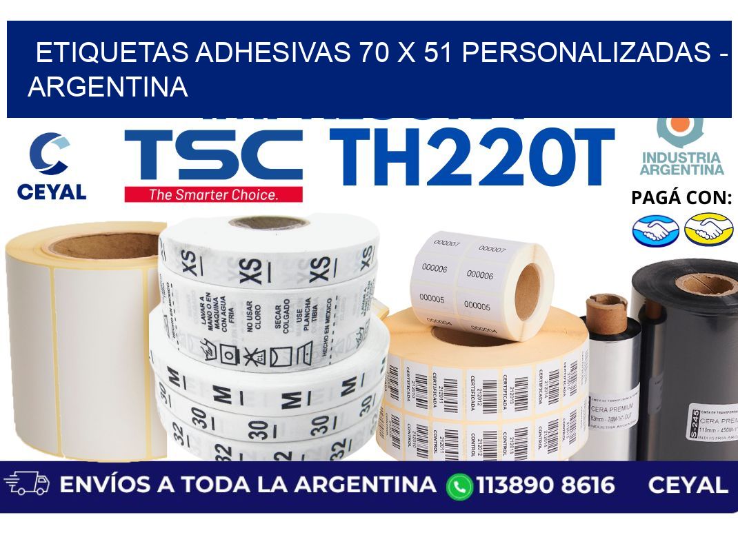 etiquetas adhesivas 70 x 51 personalizadas - Argentina