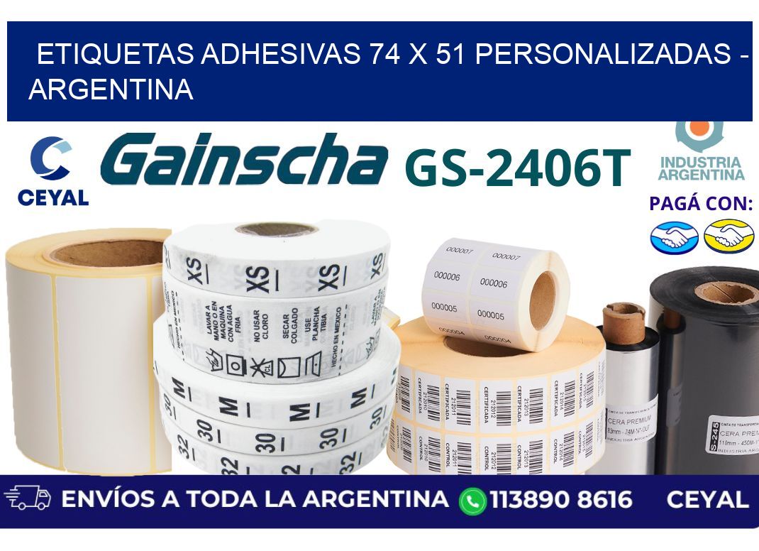 etiquetas adhesivas 74 x 51 personalizadas - Argentina