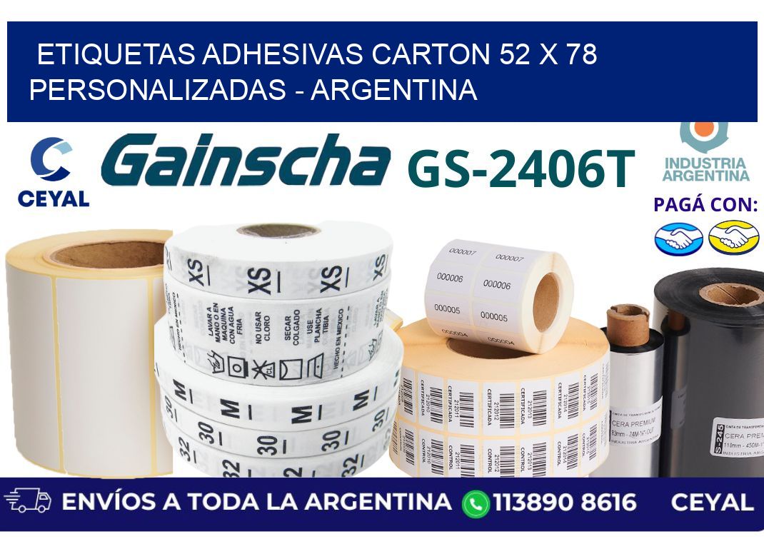 etiquetas adhesivas carton 52 x 78 personalizadas - Argentina