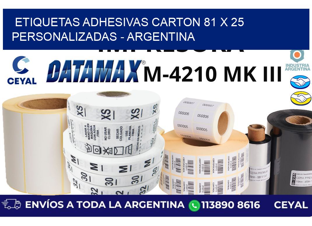 etiquetas adhesivas carton 81 x 25 personalizadas - Argentina