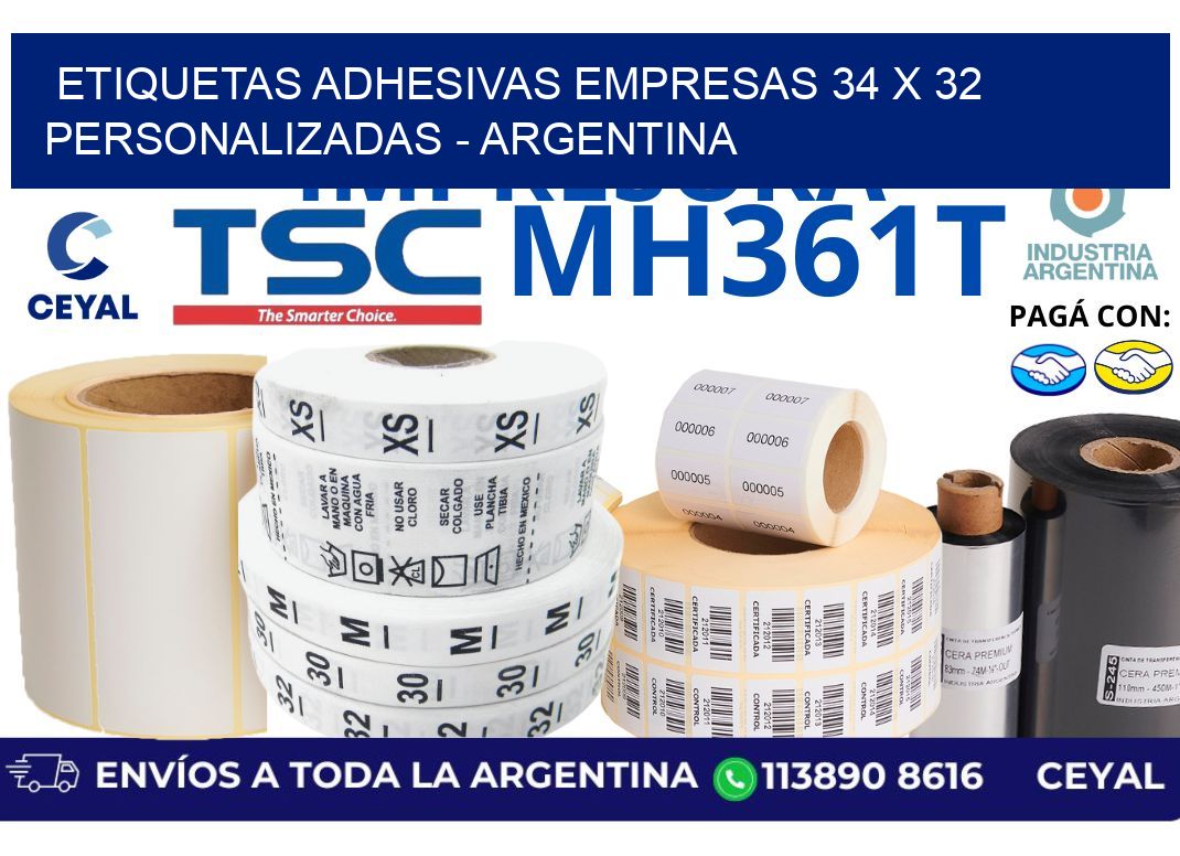 etiquetas adhesivas empresas 34 x 32 personalizadas - Argentina