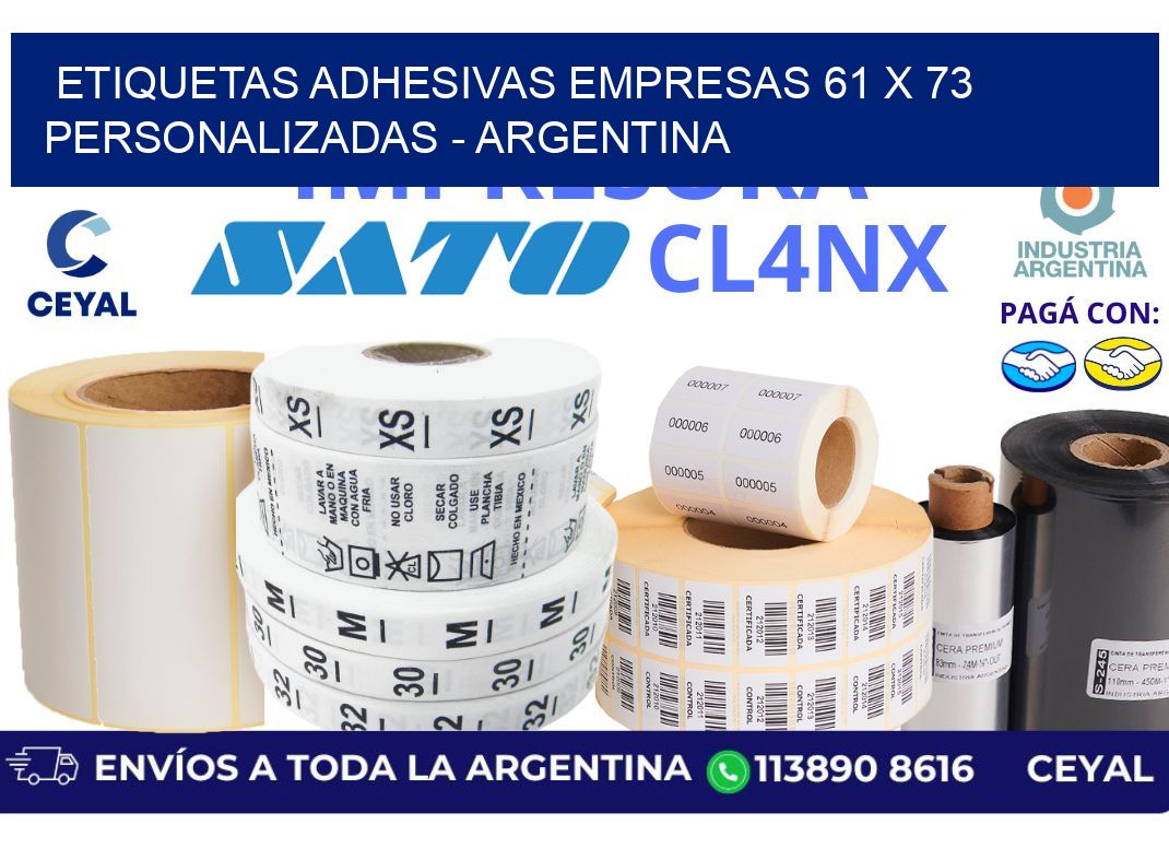 etiquetas adhesivas empresas 61 x 73 personalizadas – Argentina
