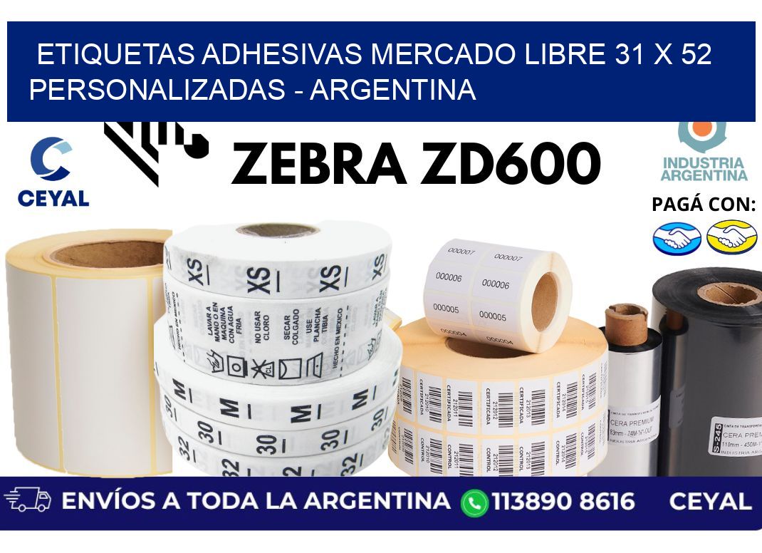 etiquetas adhesivas mercado libre 31 x 52 personalizadas - Argentina