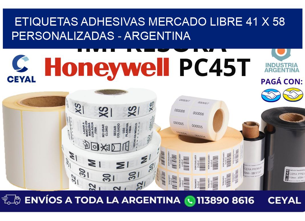 etiquetas adhesivas mercado libre 41 x 58 personalizadas – Argentina