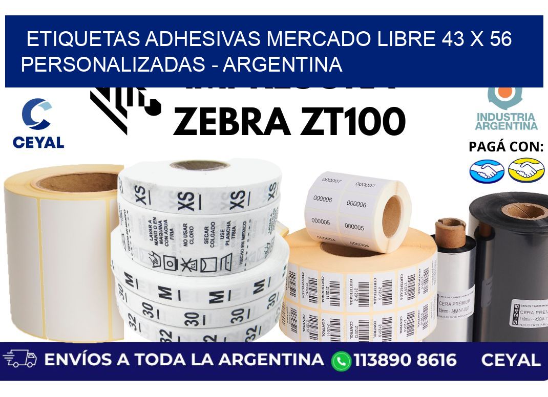 etiquetas adhesivas mercado libre 43 x 56 personalizadas – Argentina