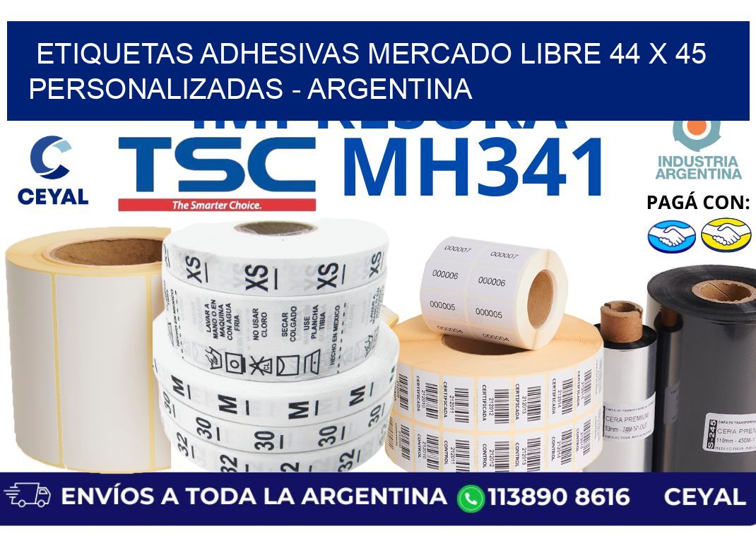 etiquetas adhesivas mercado libre 44 x 45 personalizadas - Argentina