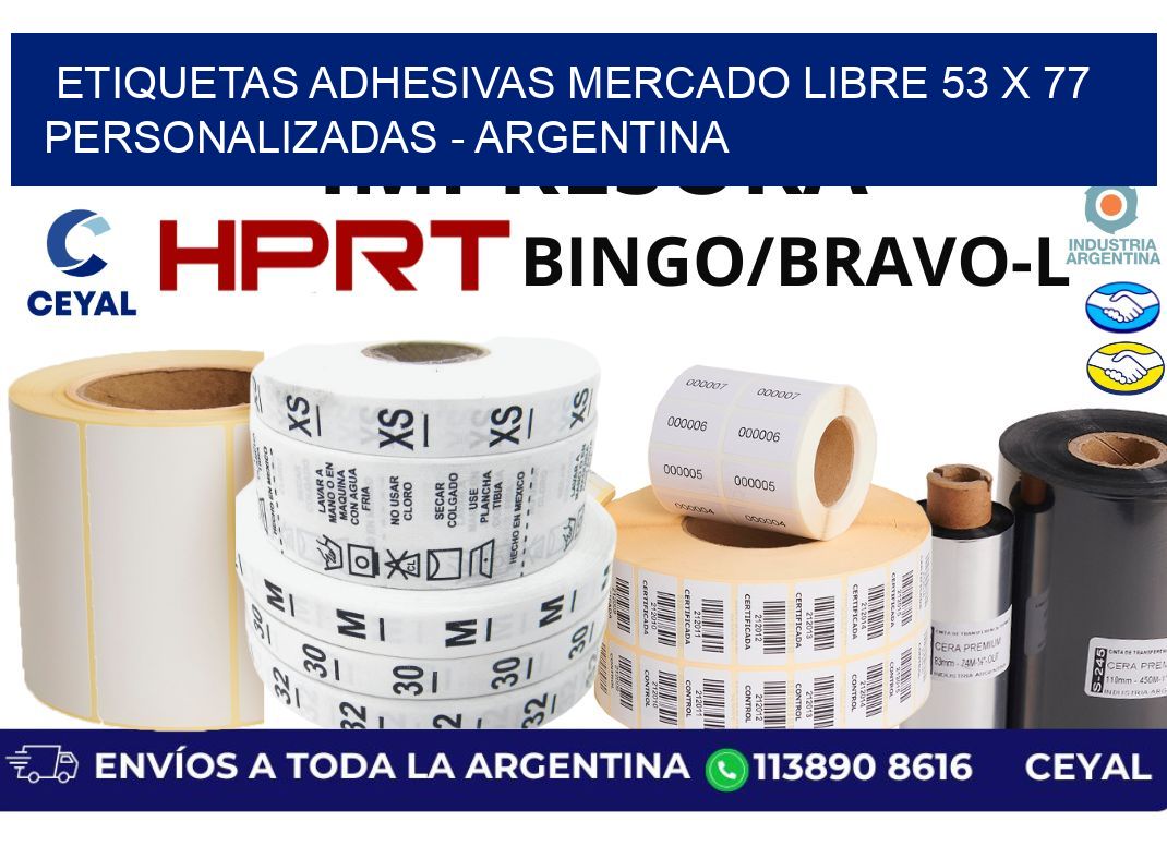 etiquetas adhesivas mercado libre 53 x 77 personalizadas - Argentina