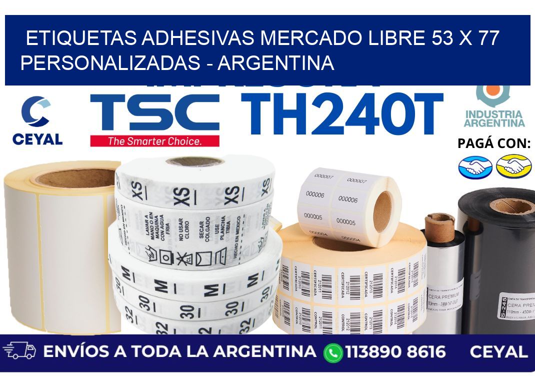 etiquetas adhesivas mercado libre 53 x 77 personalizadas - Argentina