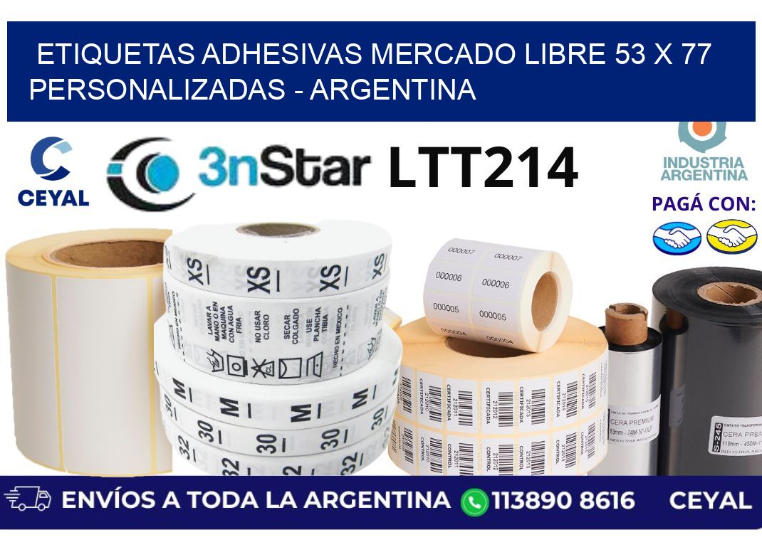 etiquetas adhesivas mercado libre 53 x 77 personalizadas – Argentina