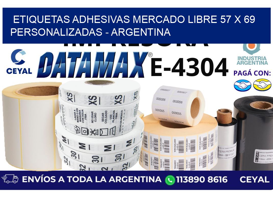 etiquetas adhesivas mercado libre 57 x 69 personalizadas - Argentina