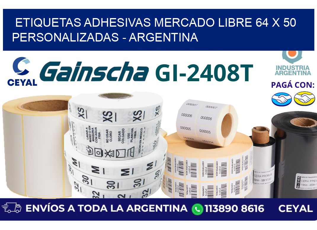 etiquetas adhesivas mercado libre 64 x 50 personalizadas – Argentina