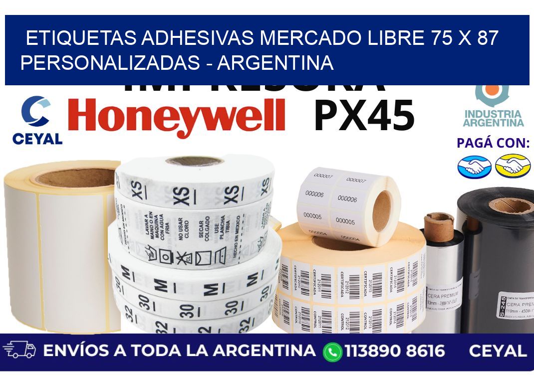 etiquetas adhesivas mercado libre 75 x 87 personalizadas - Argentina