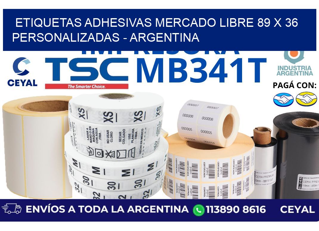 etiquetas adhesivas mercado libre 89 x 36 personalizadas – Argentina